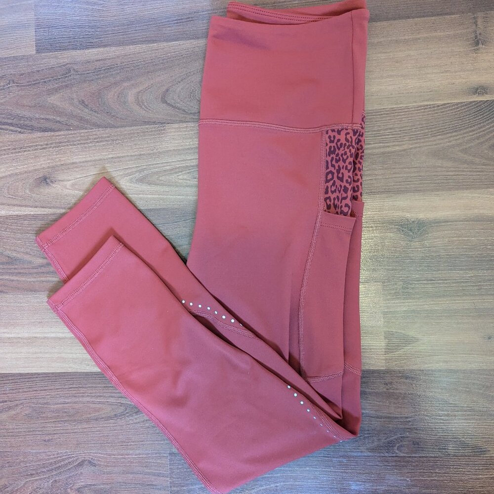 Zyia Burnt Sienna Leopard Pocket Light n Tight 7/8 24"